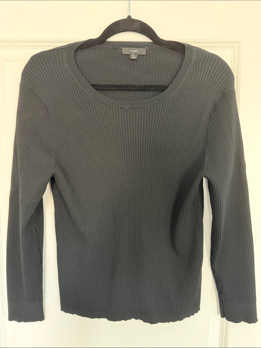 J. Crew Ribbed Crewneck Sweater — Black